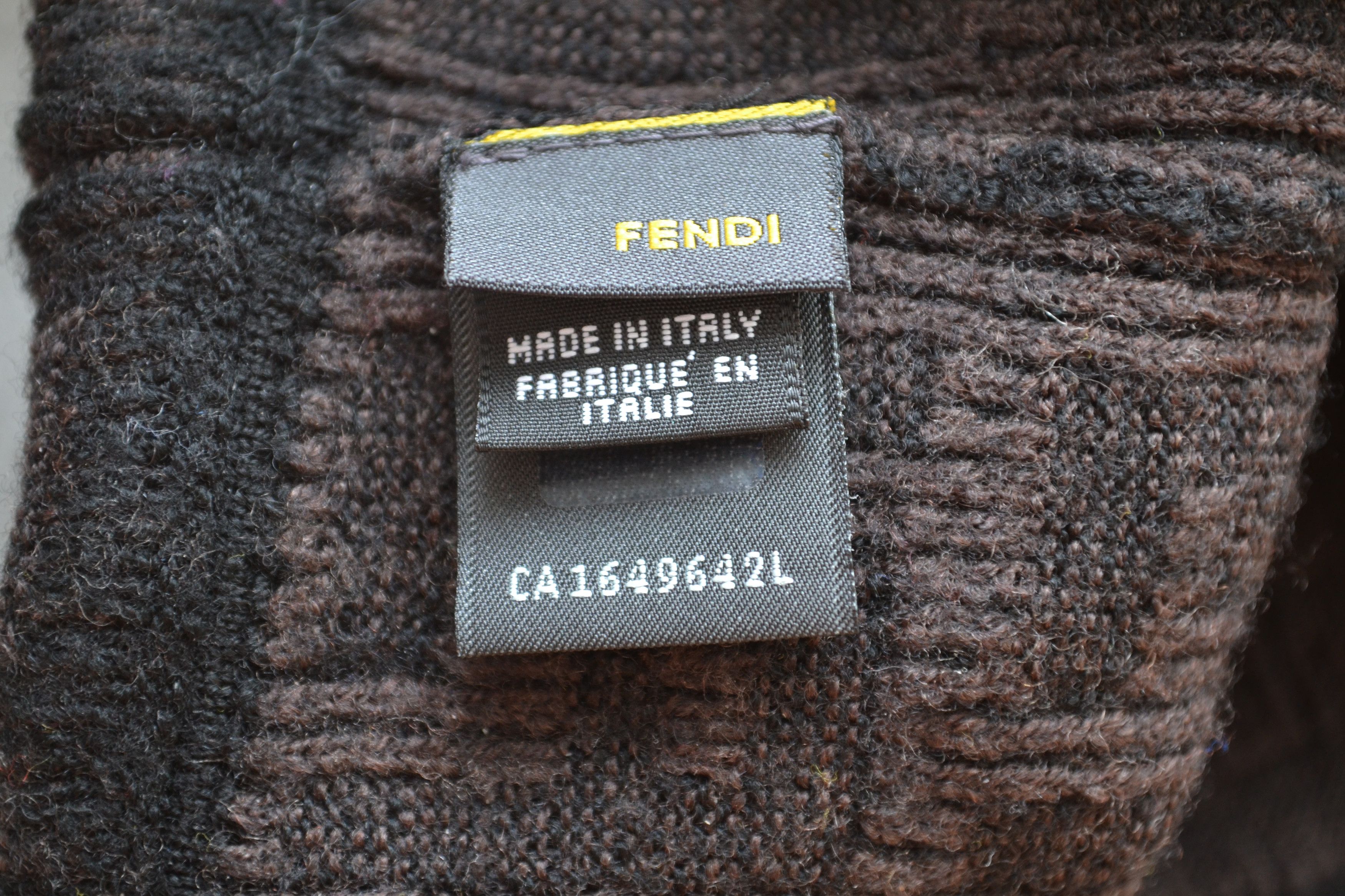 Fendi FENDI Hat Wool Monogram Zucca FF Black Brown Logo Beanie Size ONE SIZE - 3 Thumbnail