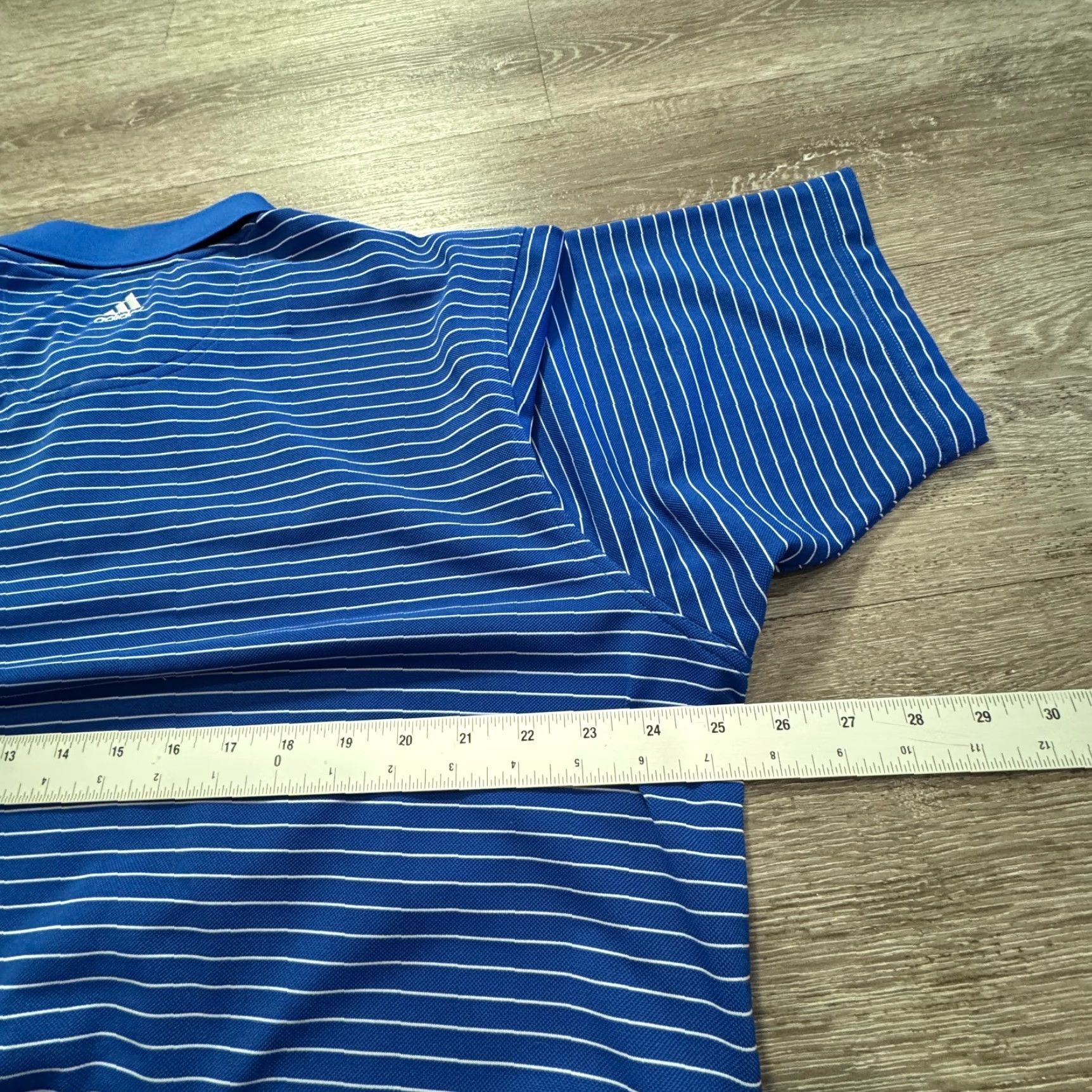 Adidas Adidas Polo Shirt Mens Large Blue Striped Short Sleeve Golf Performance Golfer Polo Size US L / EU 52-54 / 3 - 7 Thumbnail
