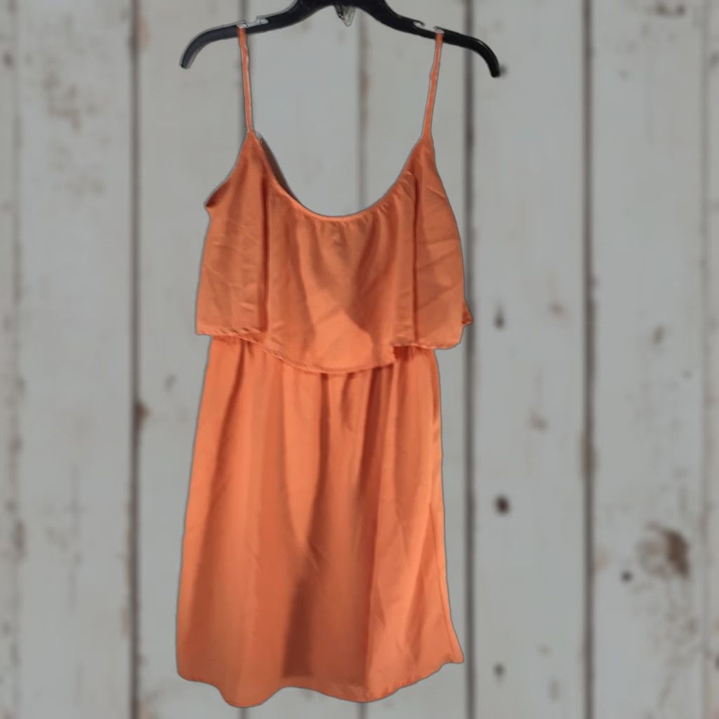 Vintage Fun & Flirt Orange Dress Women’s L Strappy Ruffle Knee Length Sundress Casual Summer Size L / US 10 / IT 46 - 1 Thumbnail