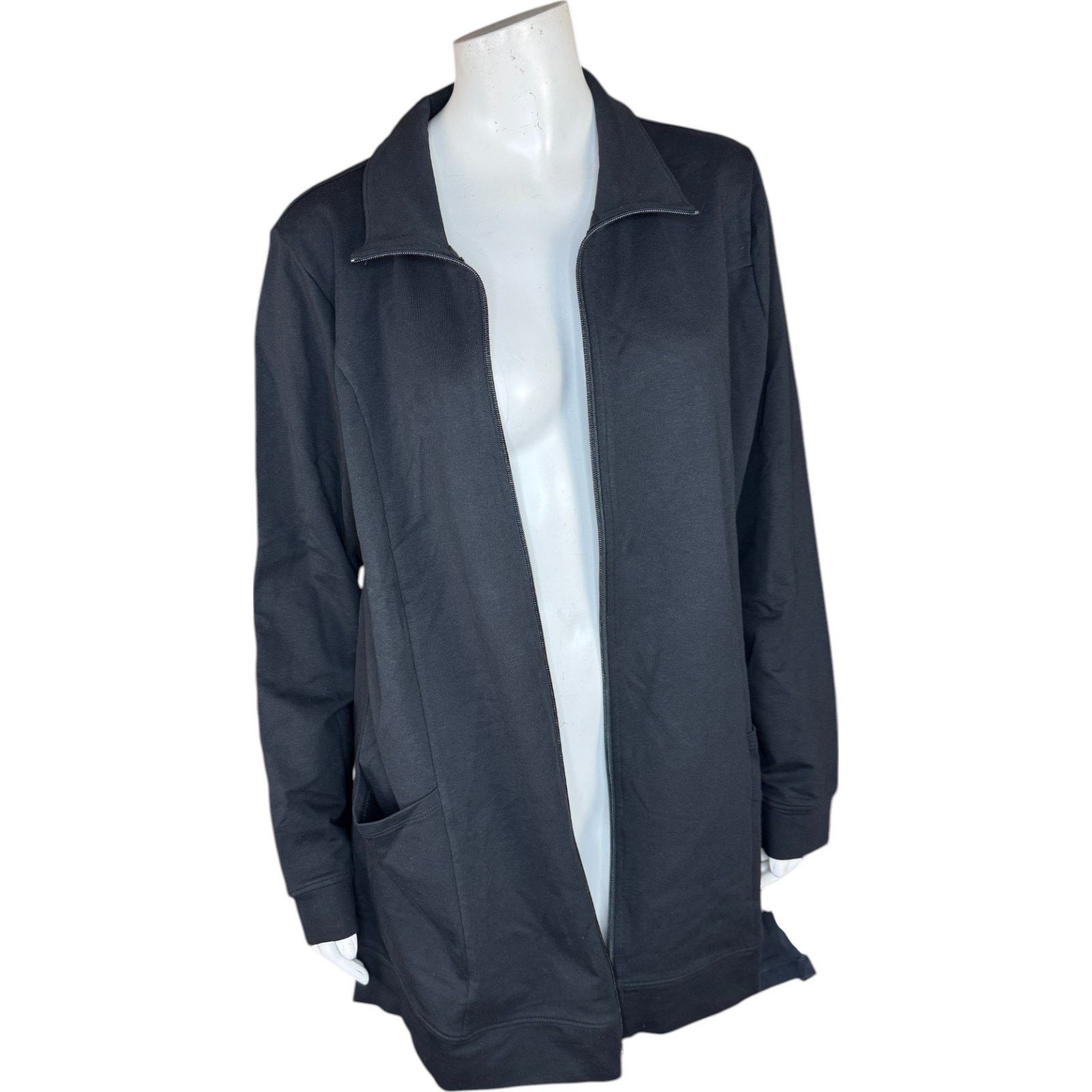 Denim & Co. Denim & Co. EasyWear French Terry Tunic Jacket Black LP Size L / US 10 / IT 46 - 6 Thumbnail