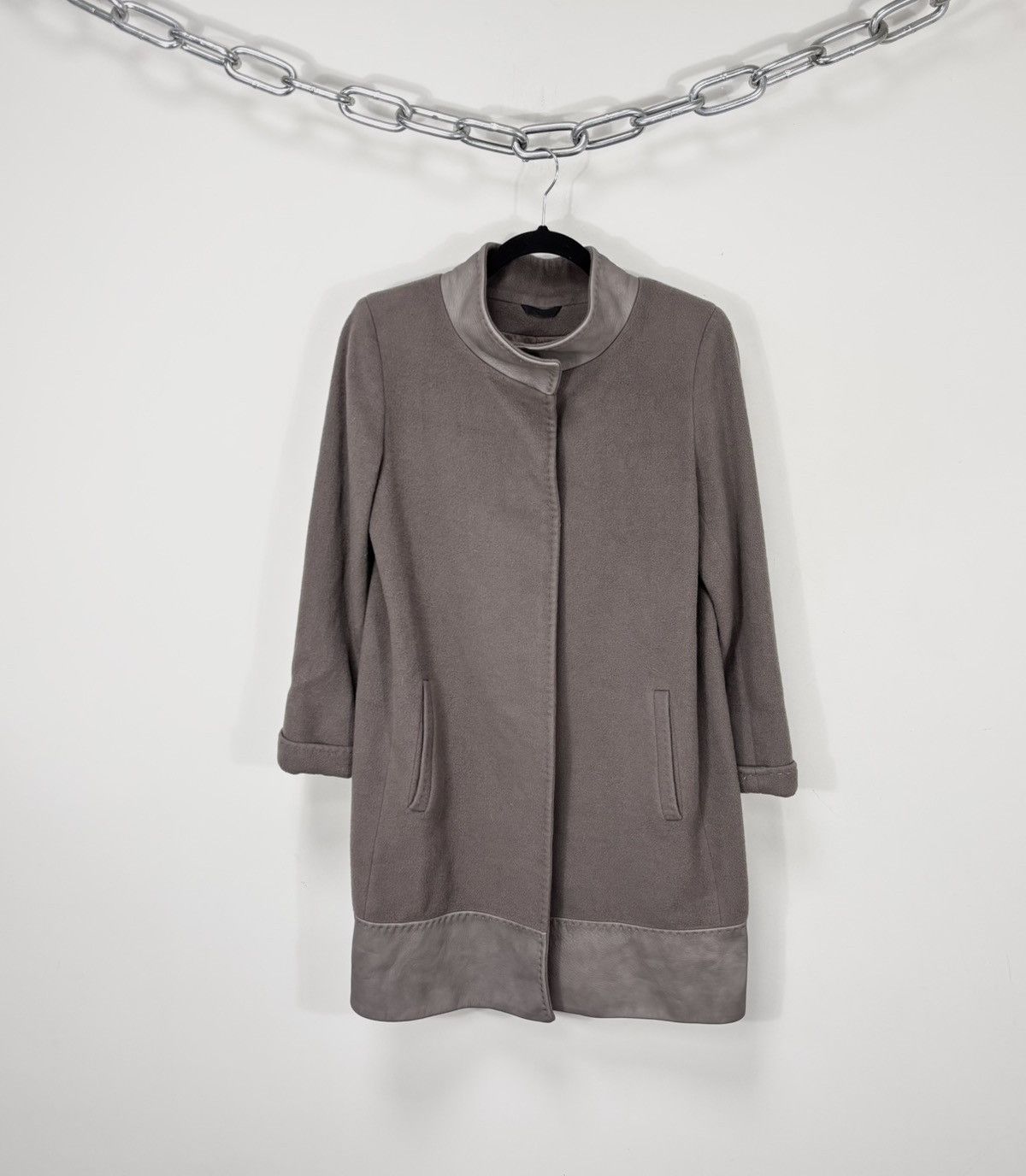 Cinzia Rocca Cinzia Rocca Women’s Taupe Virgin Wool Coat Stand Collar Size M / US 6-8 / IT 42-44 - 1 Thumbnail
