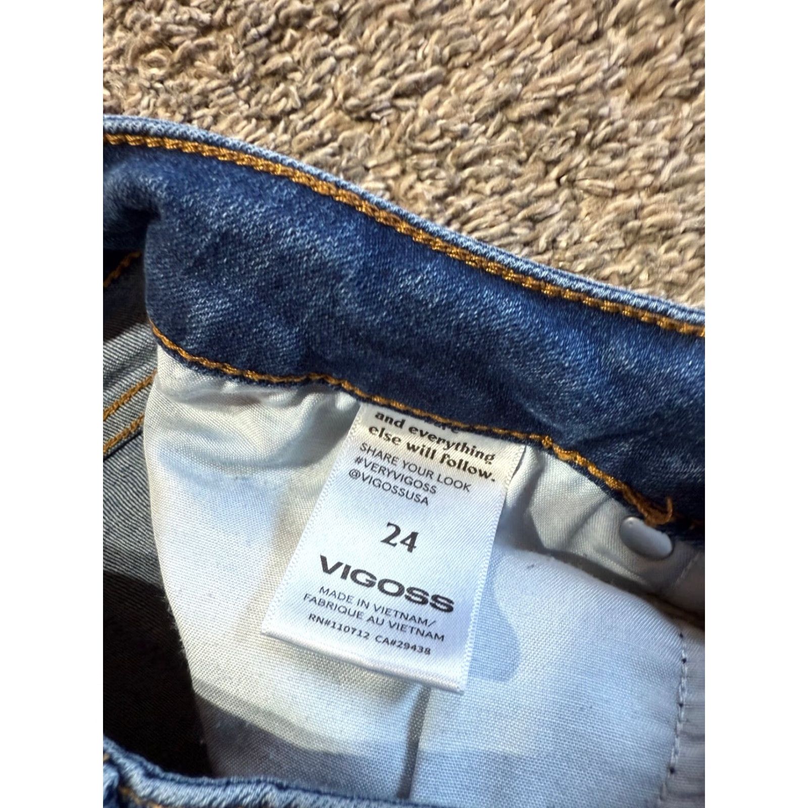 Vintage VIGOSS Women’s Jeans 24 Blue Denim ACE Straight Distressed Stretch Flex Jeans Size 42" / US 20 - 5 Thumbnail