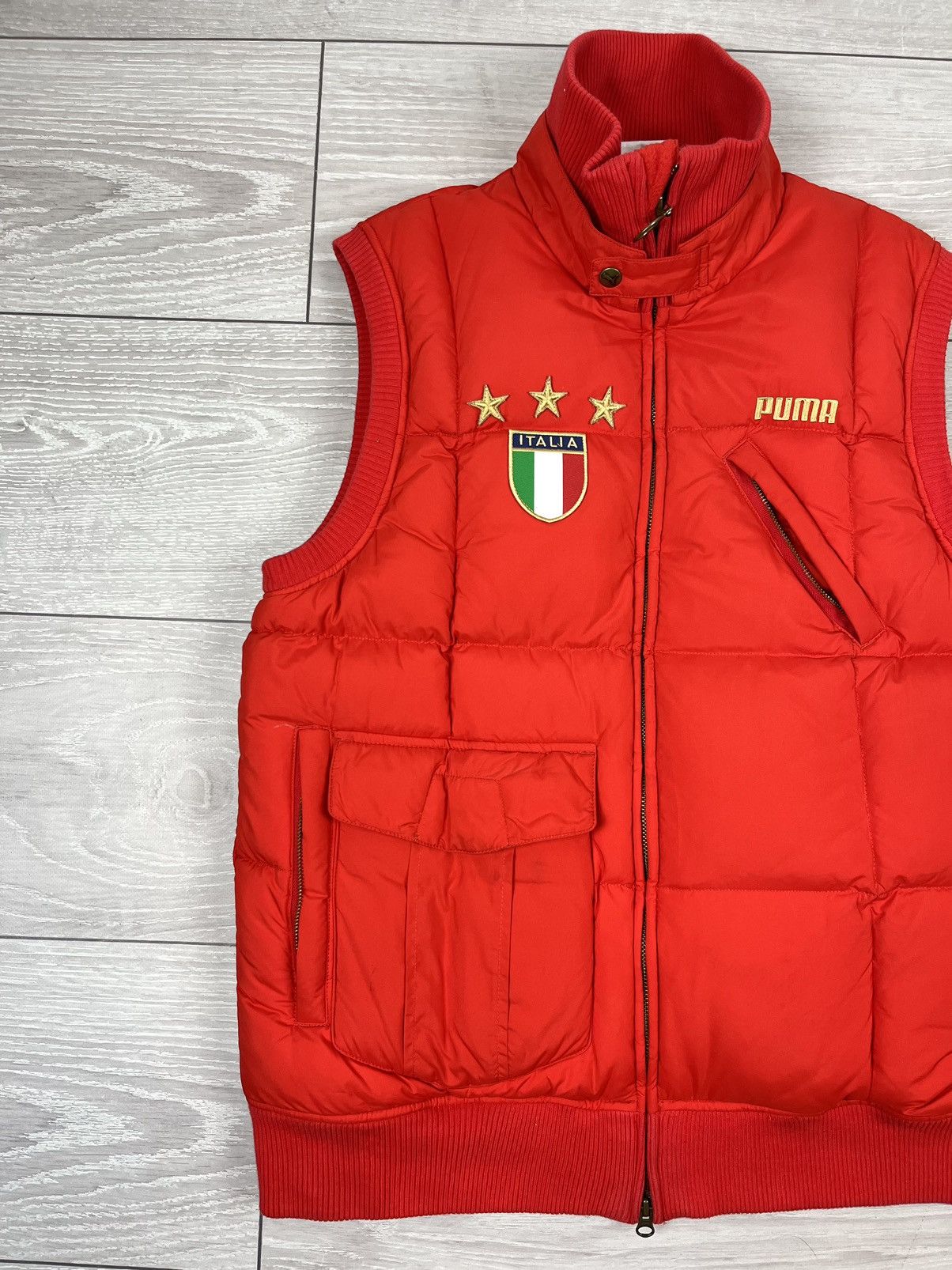 Puma Puma Italia 2002 Red Soccer Team Puffer Vest Jacket Size US M / EU 48-50 / 2 - 5 Thumbnail