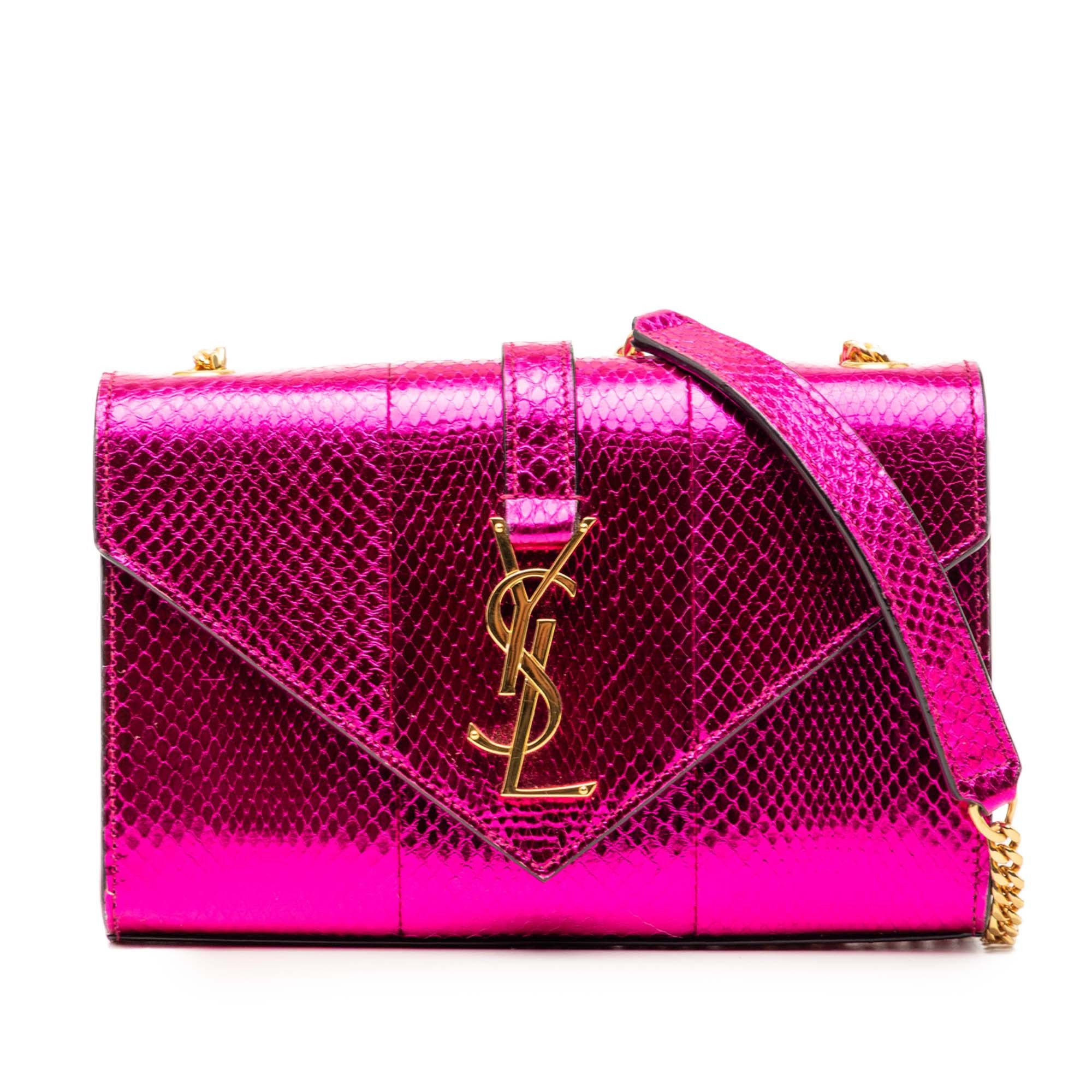Saint Laurent Paris Small Metallic Python Embossed Leather Monogram Envelope Bag Size ONE SIZE - 1 Thumbnail