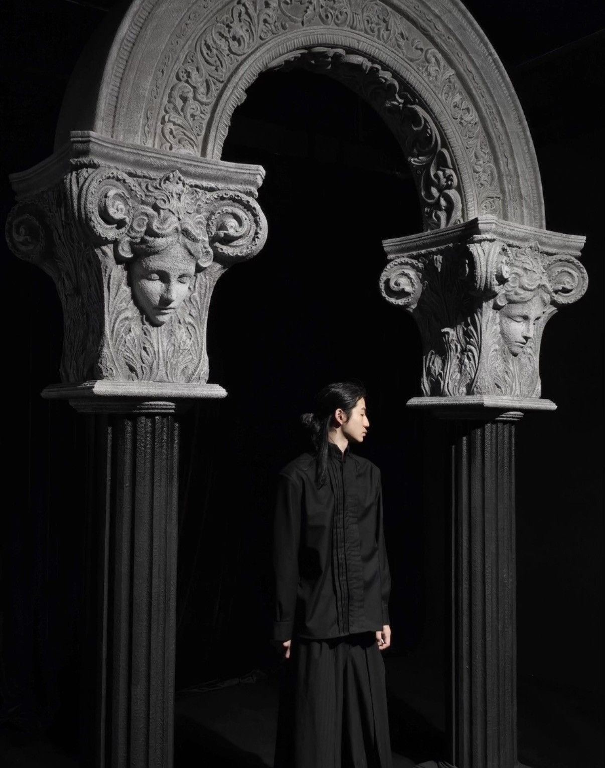 Saint Laurent Paris SLP) 24SS "Black Knight" Stand Collar Accordion Pleat Shirt Size US XXL / EU 58 / 5 - 7 Thumbnail