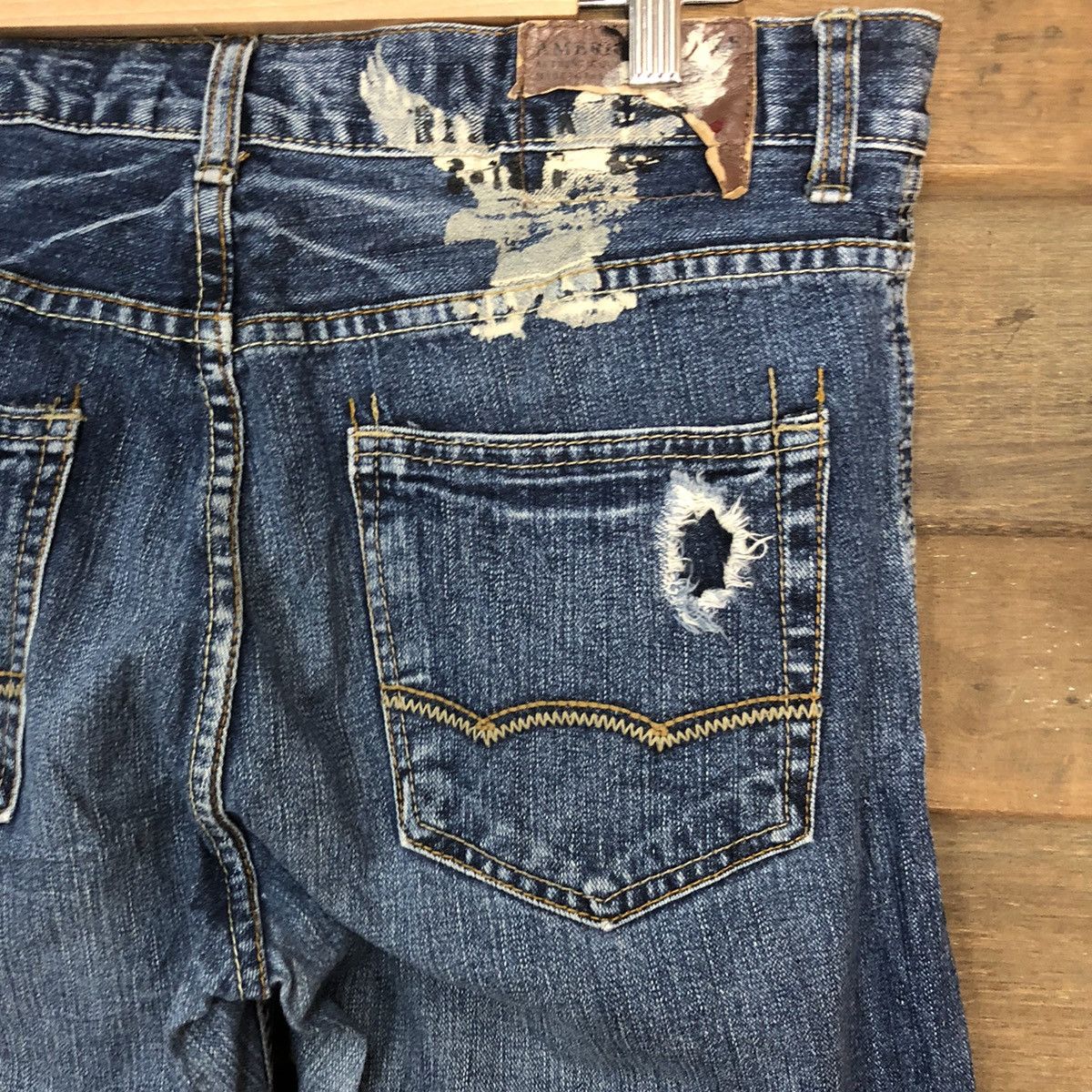 American Eagle Outfitters America Eagles Blue Disstressed Denim Pants #7389 Size US 32 / EU 48 - 15 Thumbnail