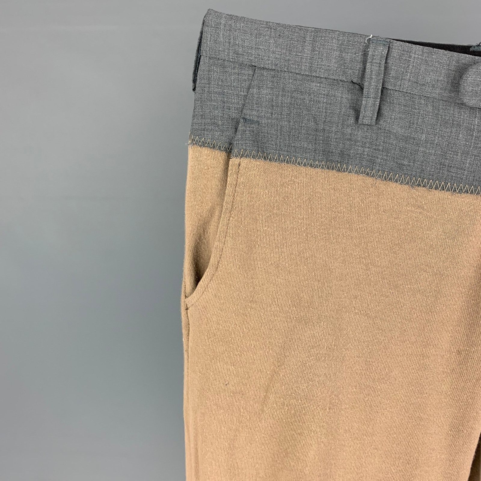 Kolor Size L Camel Grey Color Block Cotton Wool Joggers Pants Size US 34 / EU 50 - 2 Thumbnail