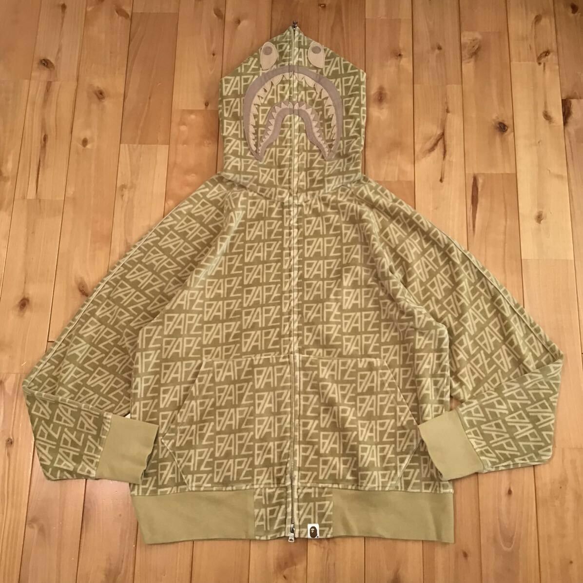Bape BAPE Logo Monogram Velour Shark Full Zip Hoodie APE Bape BAPE Logo Monogram Velour Shark Full Zip Hoodie APE