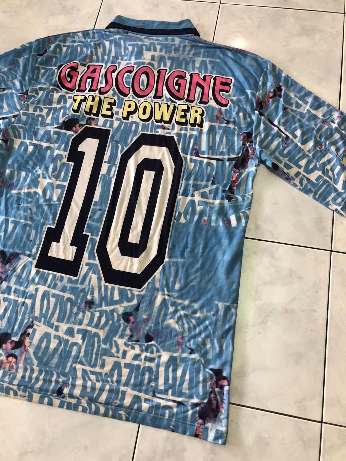 Vintage Vintage Lazio Gascoigne 10 THE POWER Gazza Polo Shirt Size US XXL / EU 58 / 5 - 12 Thumbnail