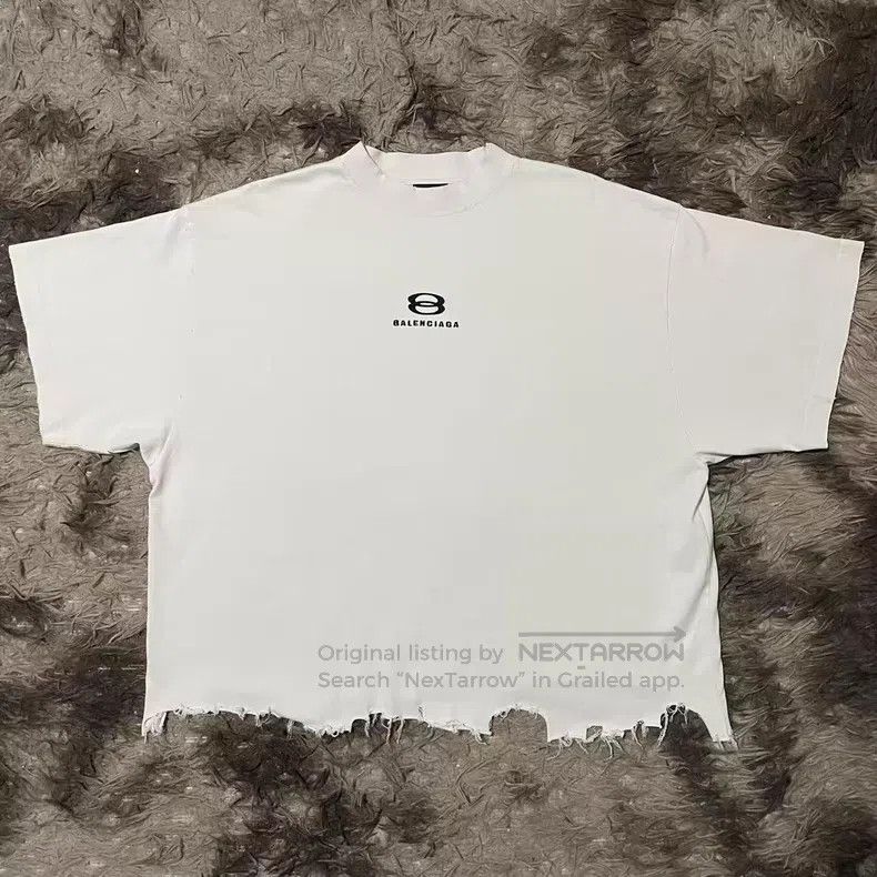 Balenciaga Balenciaga Double Ring Long Sleeve Hem Destroyed Short Sle Size US M / EU 48-50 / 2 - 1 Thumbnail