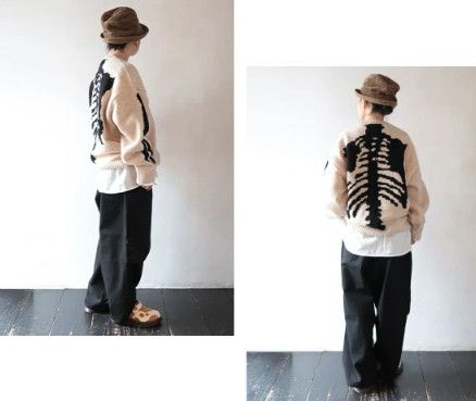Kapital KAPITAL 5G wool bone crew sweater Skeleton ecru new S Size US S / EU 44-46 / 1 - 8 Thumbnail