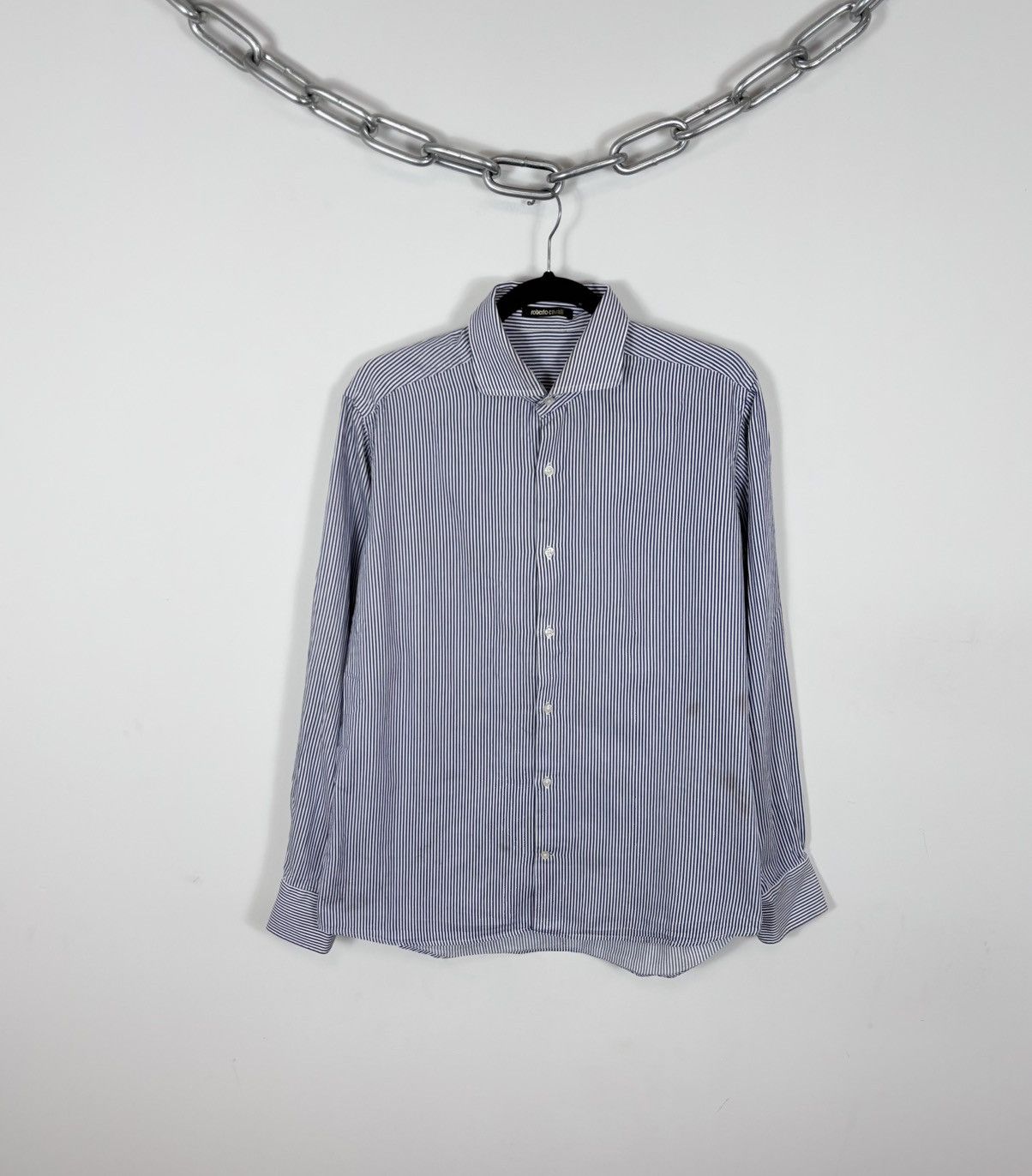 Roberto Cavalli Roberto Cavalli Men’s Striped Button Up Long Sleeve Shirt Size US L / EU 52-54 / 3 - 1 Thumbnail