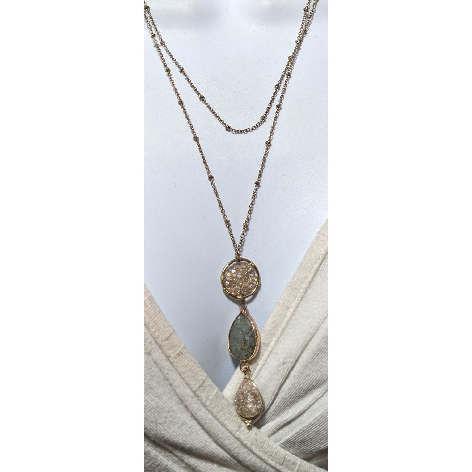 Other Gemstone Druzy Multilayer Charm Necklace Size ONE SIZE - 10 Thumbnail