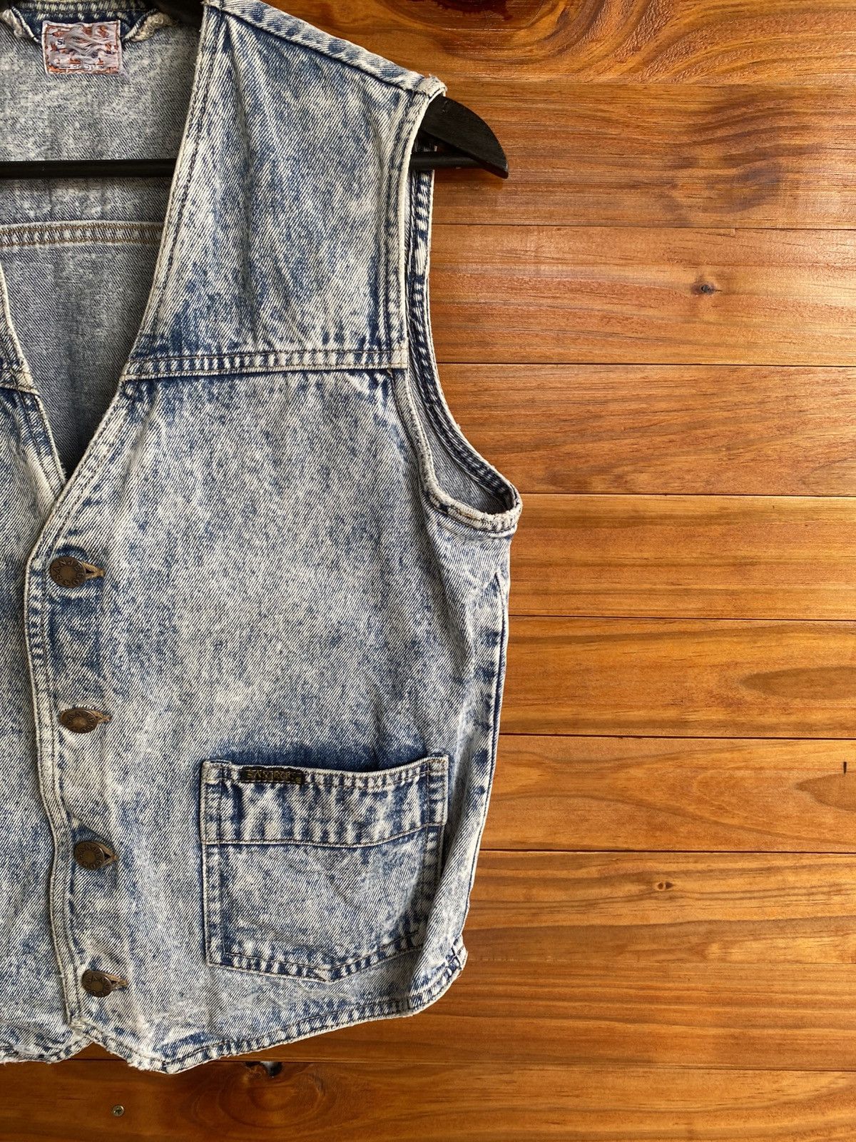 Vintage Vintage Sanjeo Acid Wash Denim Vest Light Blue 80s USA Style Size US S / EU 44-46 / 1 - 6 Thumbnail