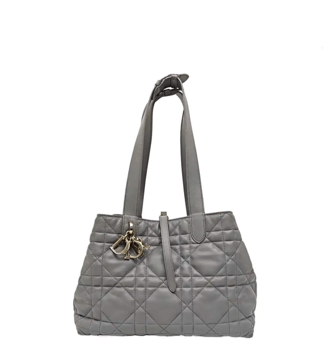 Dior DIOR Toujours Medium grey cowhide leather rattan plaid quilted handbag shoulder Size ONE SIZE - 1 Thumbnail