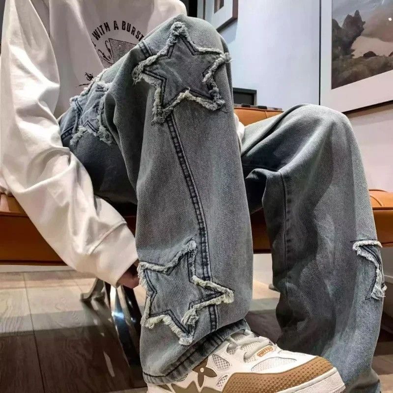 Japanese Brand × Vintage Star Embroidered Fashion Loose Jeans Size US 27 - 2 Thumbnail