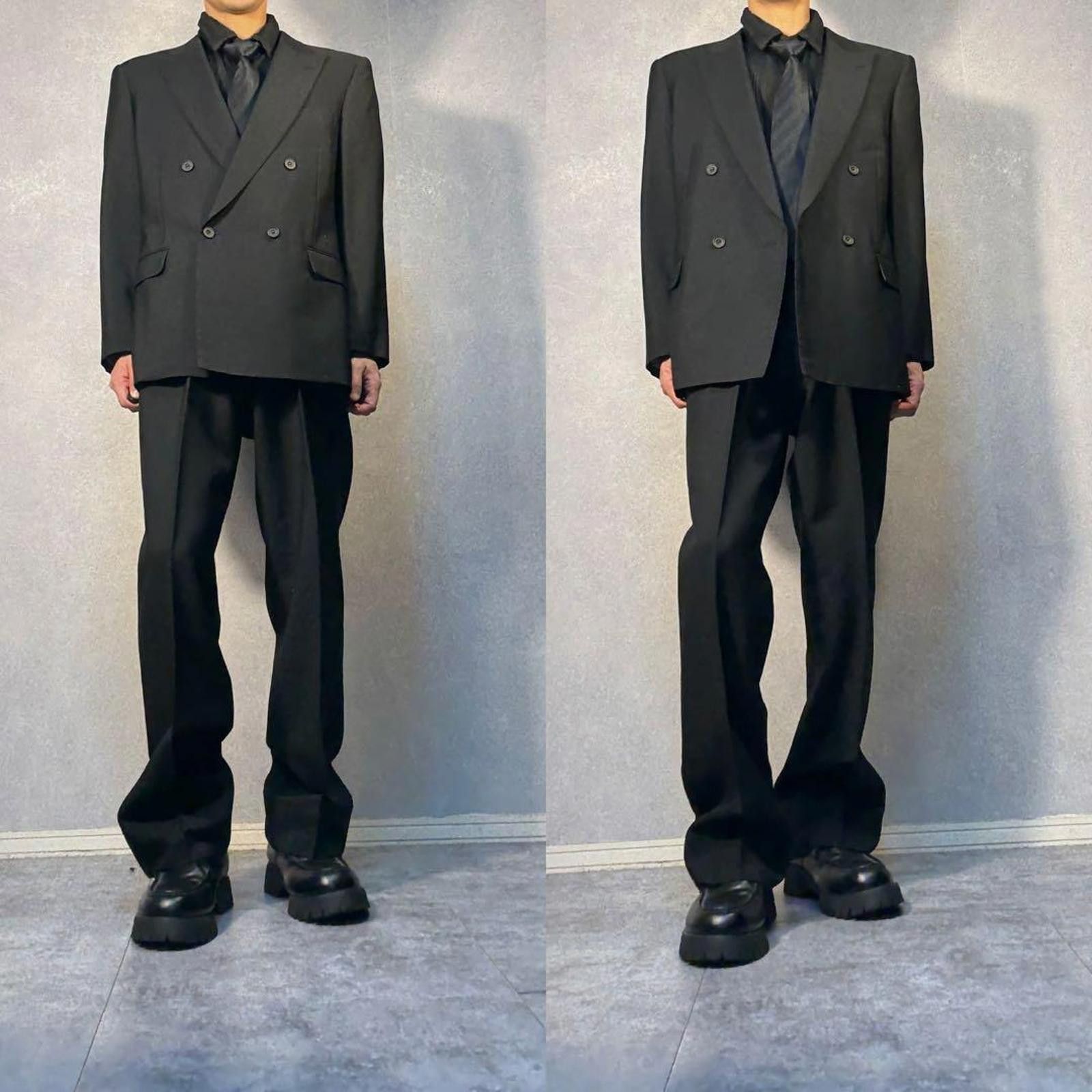 Dior Dior - Black Double-Breasted Suit Wide Trousers Size 38R - 1 Thumbnail
