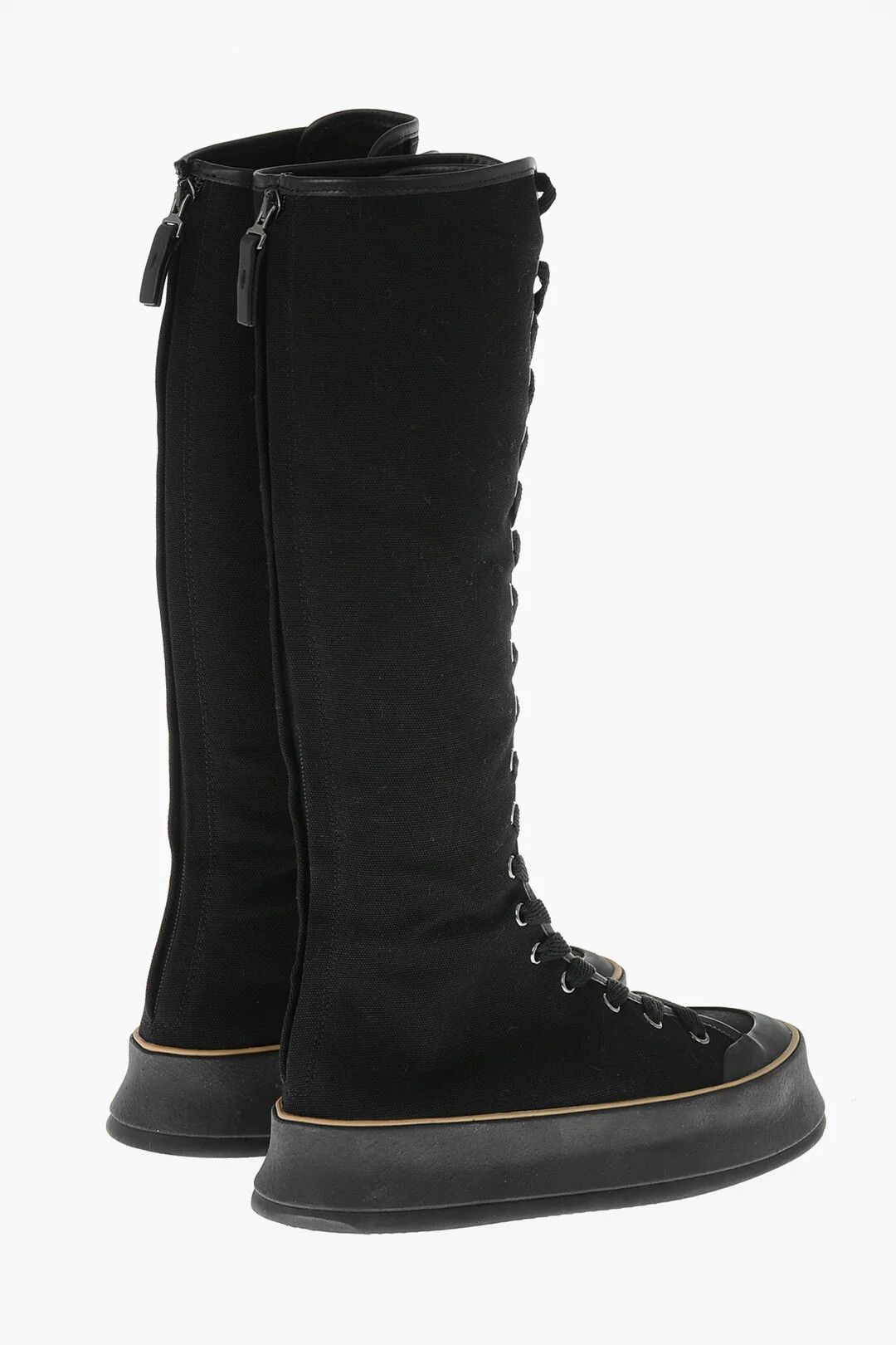 Max Mara og1mm0426 Tall Cotton Boots in Black Size US 7 / IT 37 - 2 Thumbnail