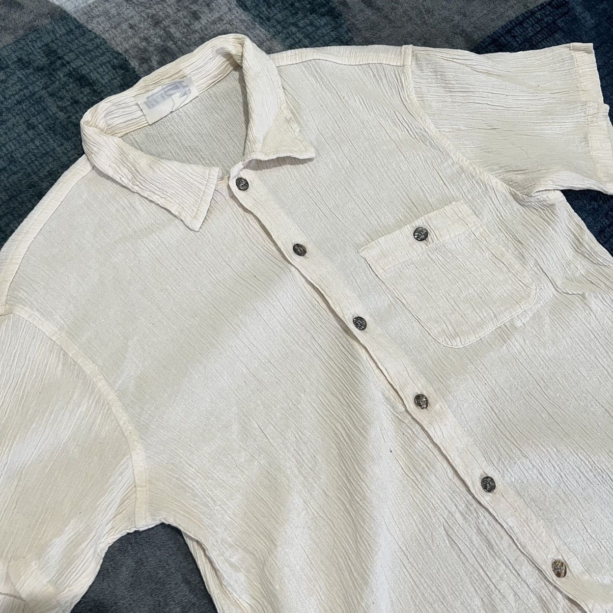Issey Miyake 1990s Hai Sporting Gear - Crinkle Seersucker Shirt Size US M / EU 48-50 / 2 - 3 Thumbnail