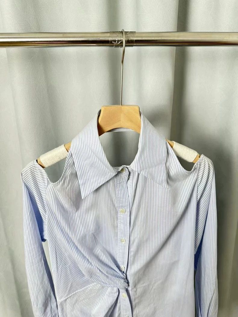 Dior Dior Striped shirt-shaped long casual backless dress 2504-N