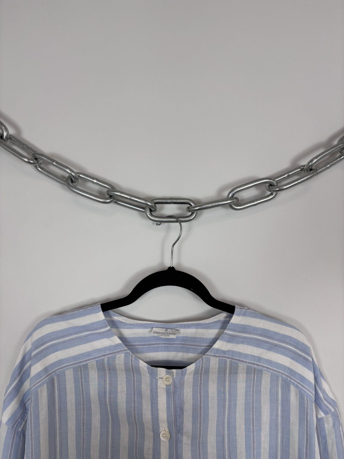Trussardi Trussardi Vintage Women’s Blue Striped Long Sleeve Shirt Size L / US 10 / IT 46 - 3 Thumbnail