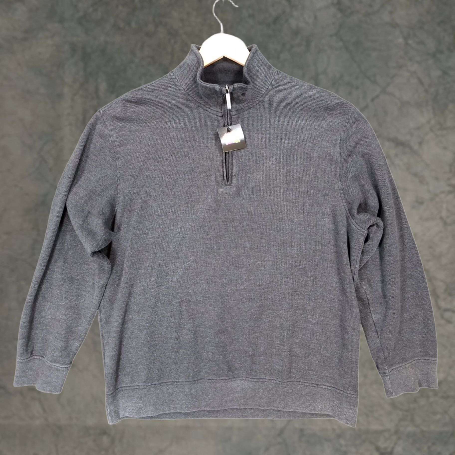Van Heusen Van Heusen Pullover Mens XL Charcoal Grey Quarter Zip Ribbed Texture Excellent Size US XL / EU 56 / 4 - 1 Thumbnail