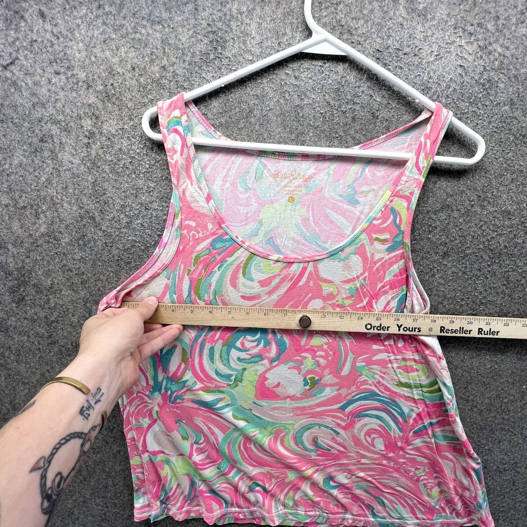 Lilly Pulitzer Lilly Pulitzer Tank Top Womens Large Pink Geometric Scoop Neck Jersey Print Size L / US 10 / IT 46 - 3 Thumbnail
