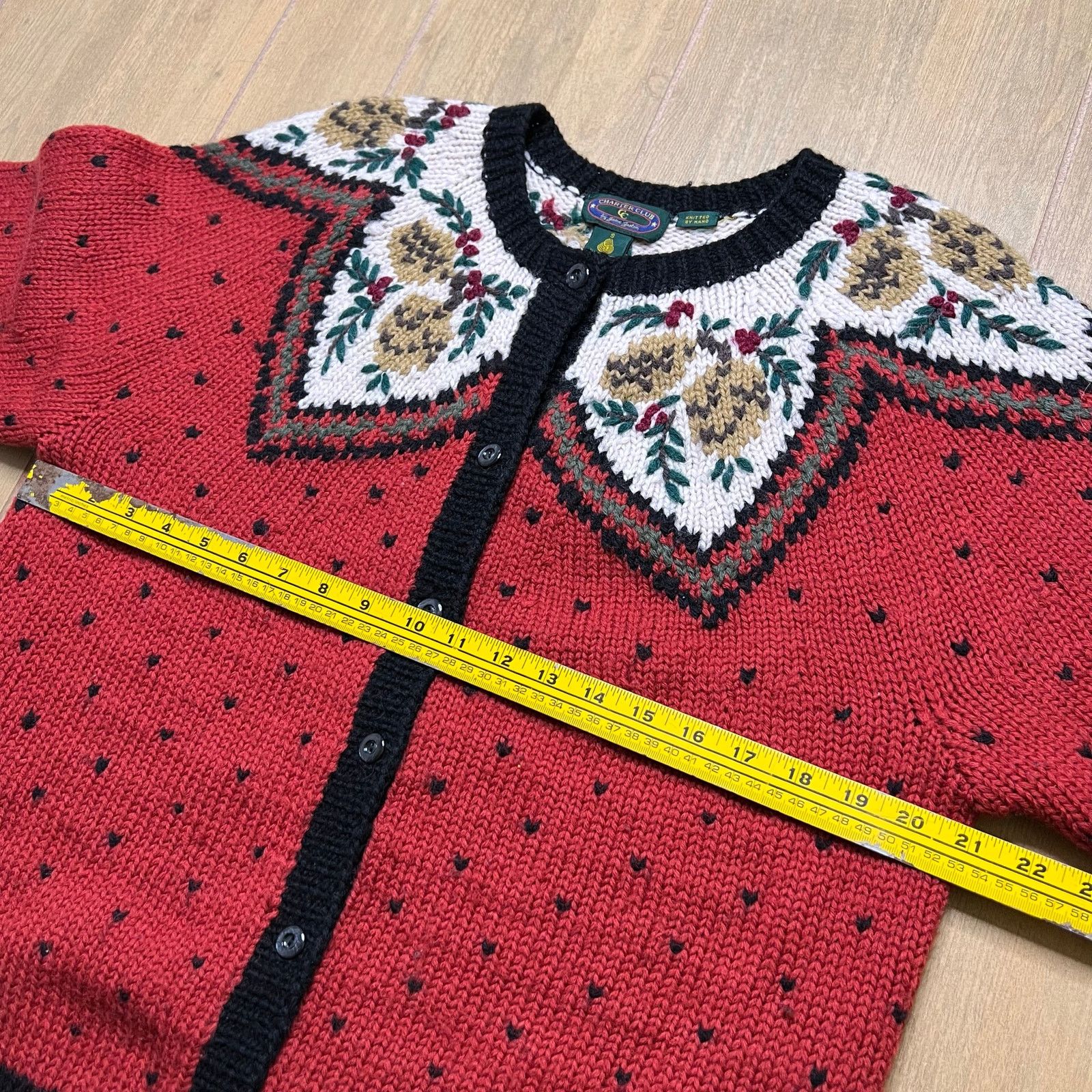 Chapter Charter Club Red Wool Holiday Theme Fair Isle Hand Knitted S Size S / US 4 / IT 40 - 6 Thumbnail