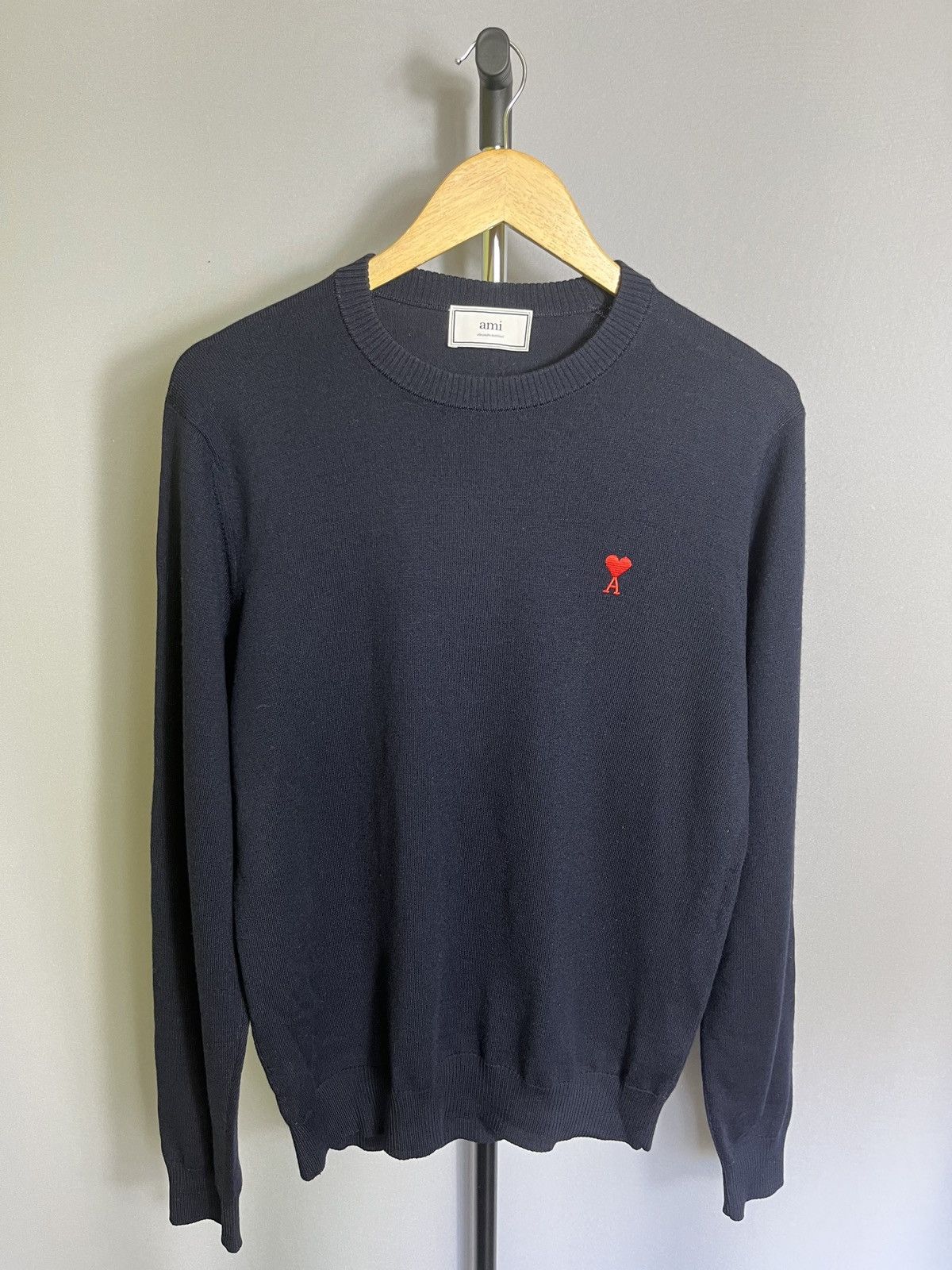 AMI Men's Ami Embroidered Heart Wool Crewneck Knit Sweater Size US L / EU 52-54 / 3 - 1 Thumbnail
