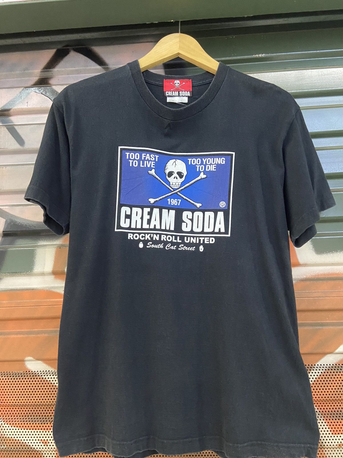 image of Vintage Cream Soda Too Fast Too Young To Live To Die in Black, Men's (Size Large)