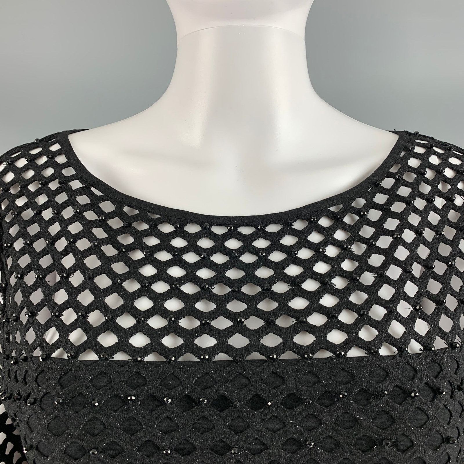 Escada S Black Gold Viscose Polyester Cut Out Long Sleeve Top Size S / US 4 / IT 40 - 2 Thumbnail