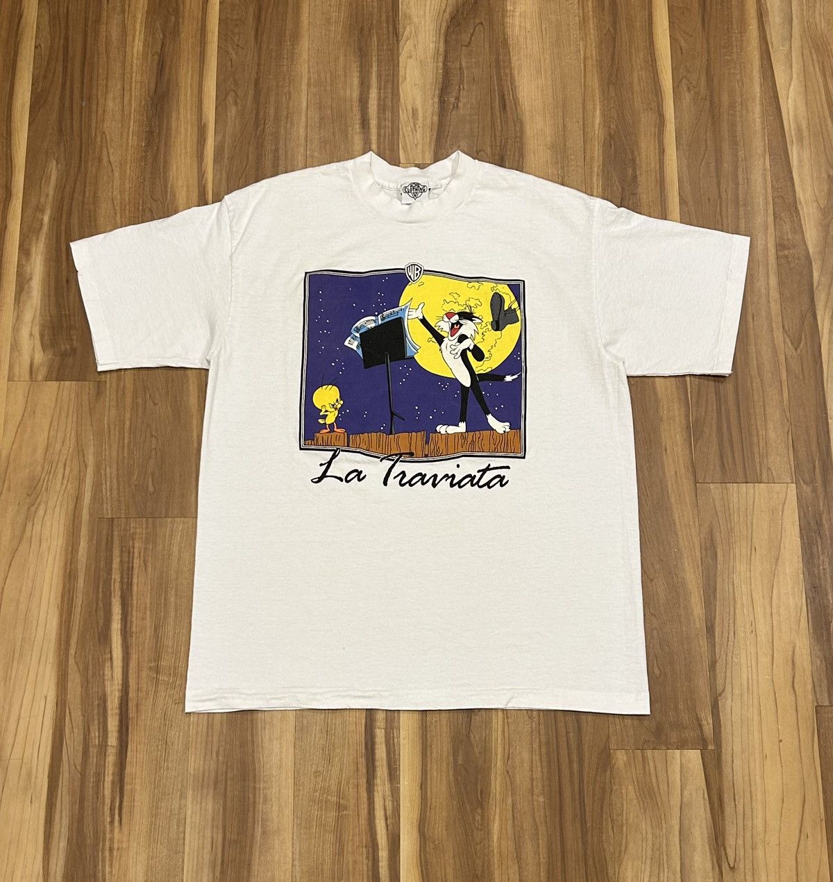 Warner Bros 1990s Looney Tunes Sylvester & Tweety "La Traviata" Tee Size US XL / EU 56 / 4 - 1 Thumbnail