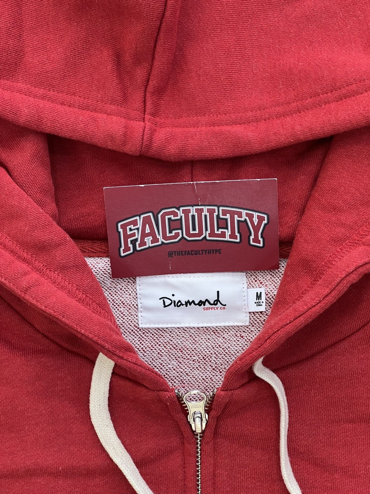 Diamond Supply Co. Diamond Supply Polo Full Zip Hoodie Red Medium Size US M / EU 48-50 / 2 - 3 Thumbnail