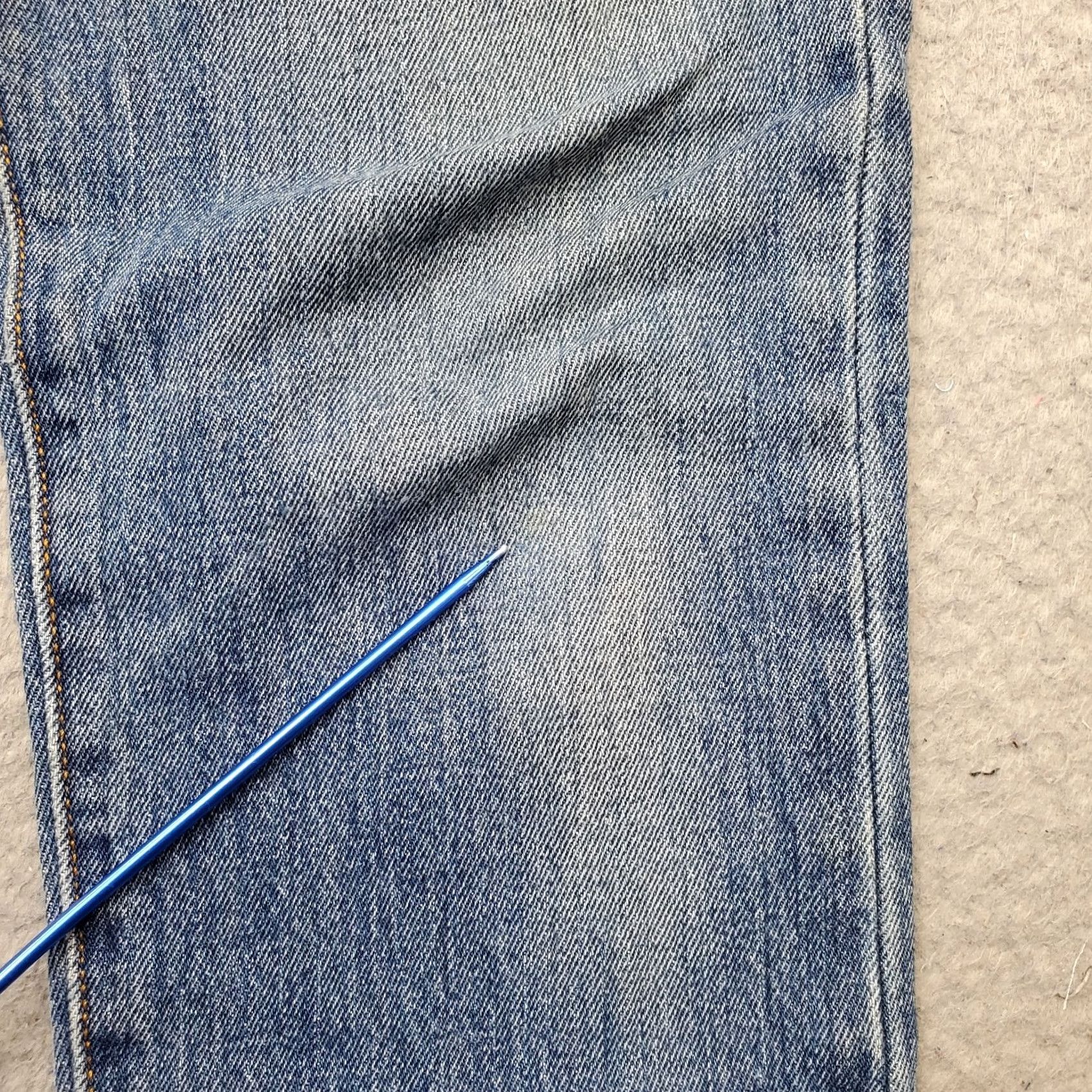 Levi's Levi's Straight Jeans Womens 28 Blue Denim White Oak Cone Frayed Hem Button Fly Jeans Size 28" / US 6 / IT 42 - 7 Thumbnail