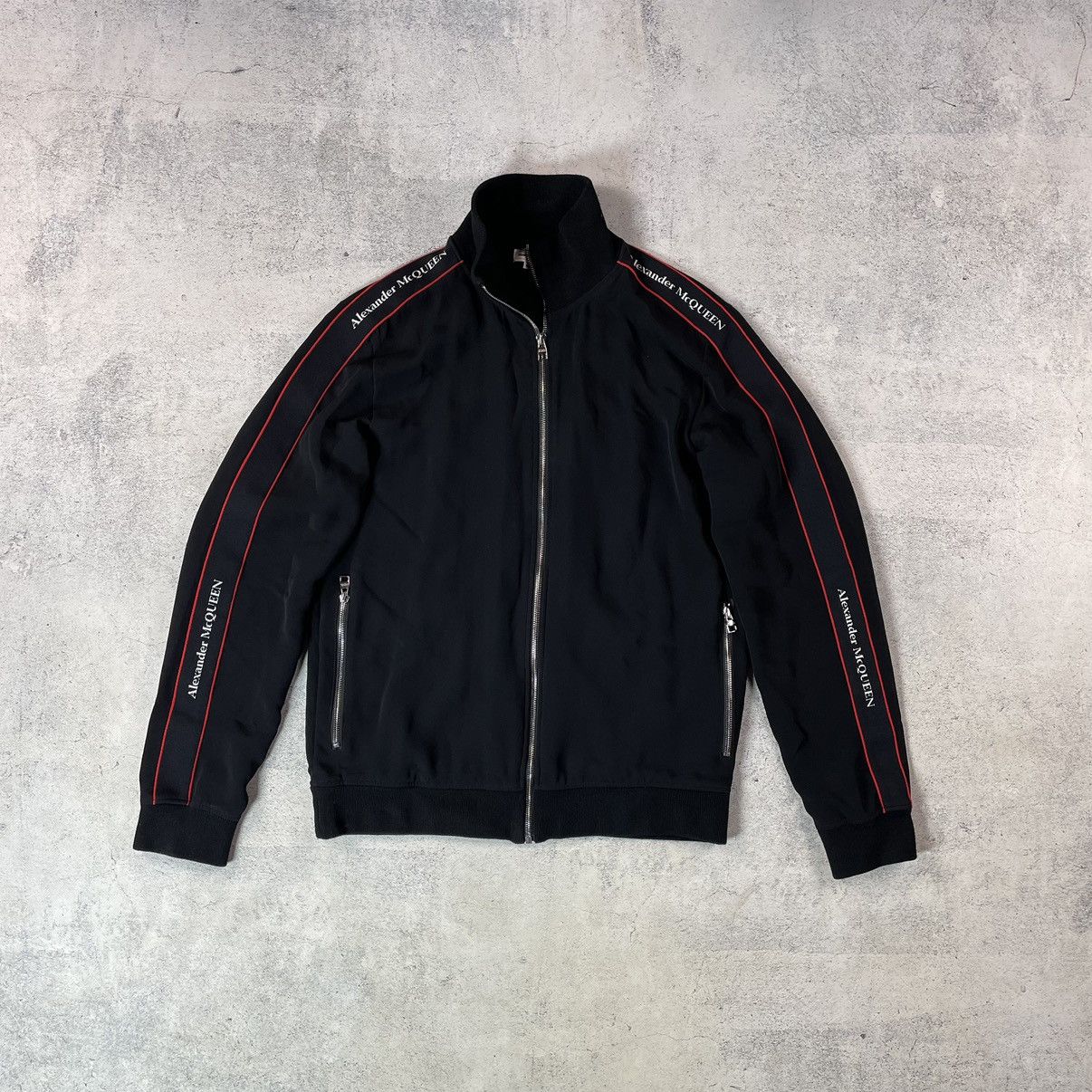 Alexander McQueen Alexander McQueen Black Tape Crepe Logo Track Jacket Size US XL / EU 56 / 4 - 1 Thumbnail