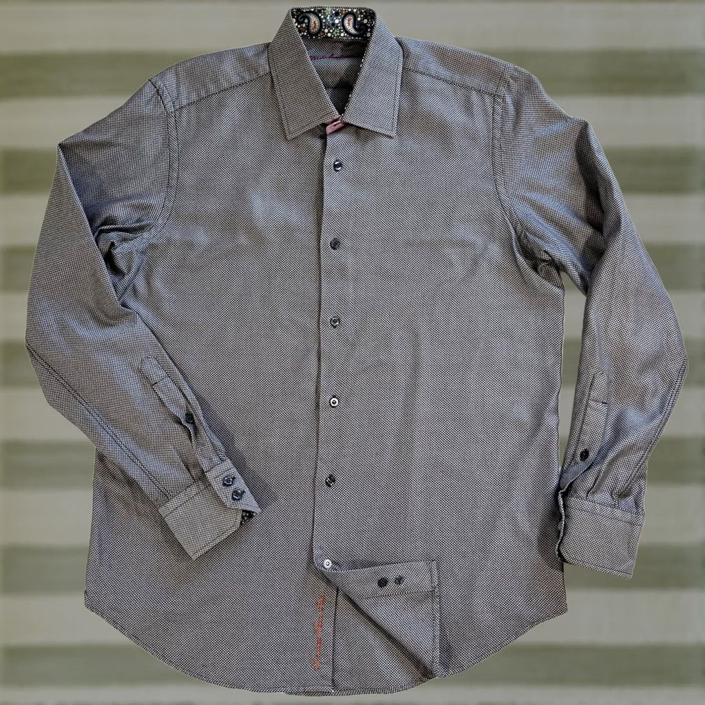 Robert Graham VINTAGE Robert Graham Button-Up Weave ShirtMens M Gray Cotton Paisley Cuffs, Collar 15.5 39-15.5 Size US M / EU 48-50 / 2 - 1 Thumbnail