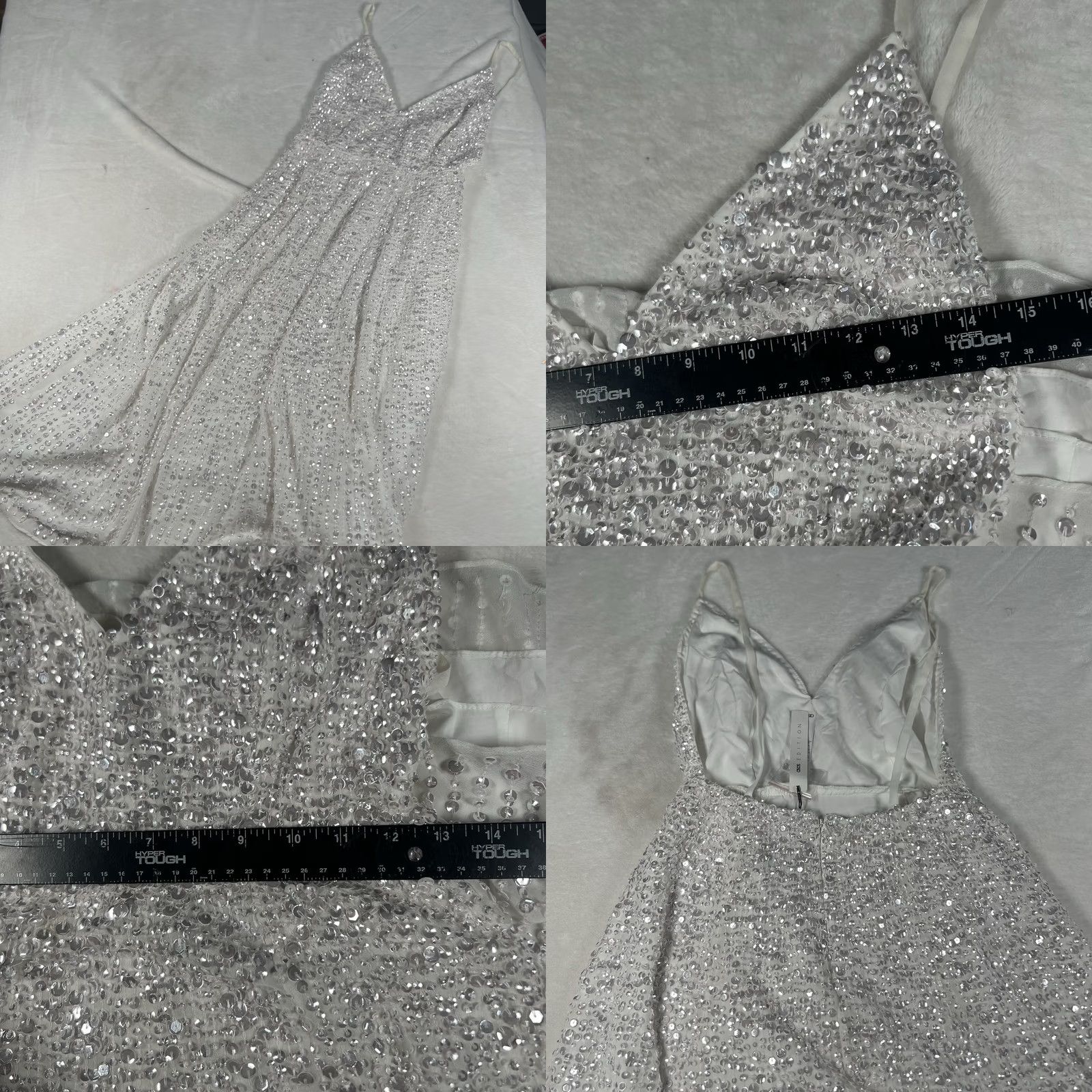 Vintage VINTAGE ASOS EDITION Eva Embellished Cami Midi Wedding Dress in Ivory Size 2 Bridal Size ONE SIZE - 10 Thumbnail