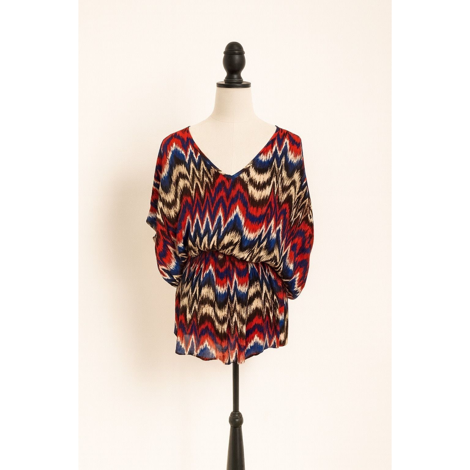 Parker Parker 100% Silk Multicolor Abstract Blouse Elastic Waist Ki Size S / US 4 / IT 40 - 1 Thumbnail