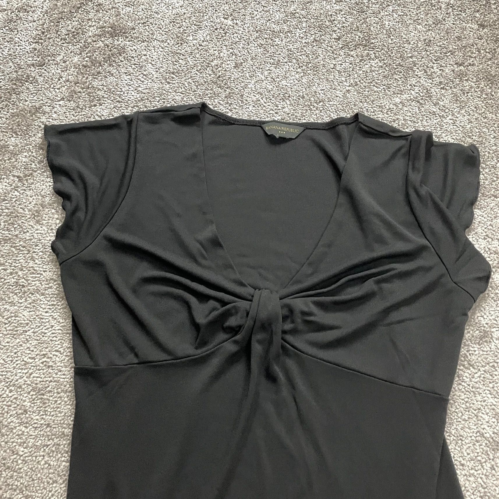 Banana Republic VINTAGE Banana Republic Maxi Dress Women Solid Black Long Stretch Short Sleeve Party Formal Office Casual Spring Summer Fall Winter M Size 32" / US 10 / IT 46 - 3 Thumbnail