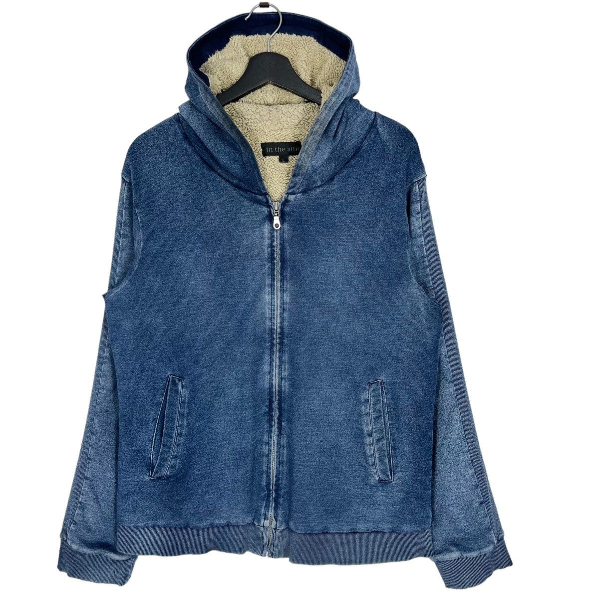 In The Attic × Japanese Brand In The Attic Denim Fleece Zipper Hoodie Jacket Size US L / EU 52-54 / 3 - 1 Thumbnail