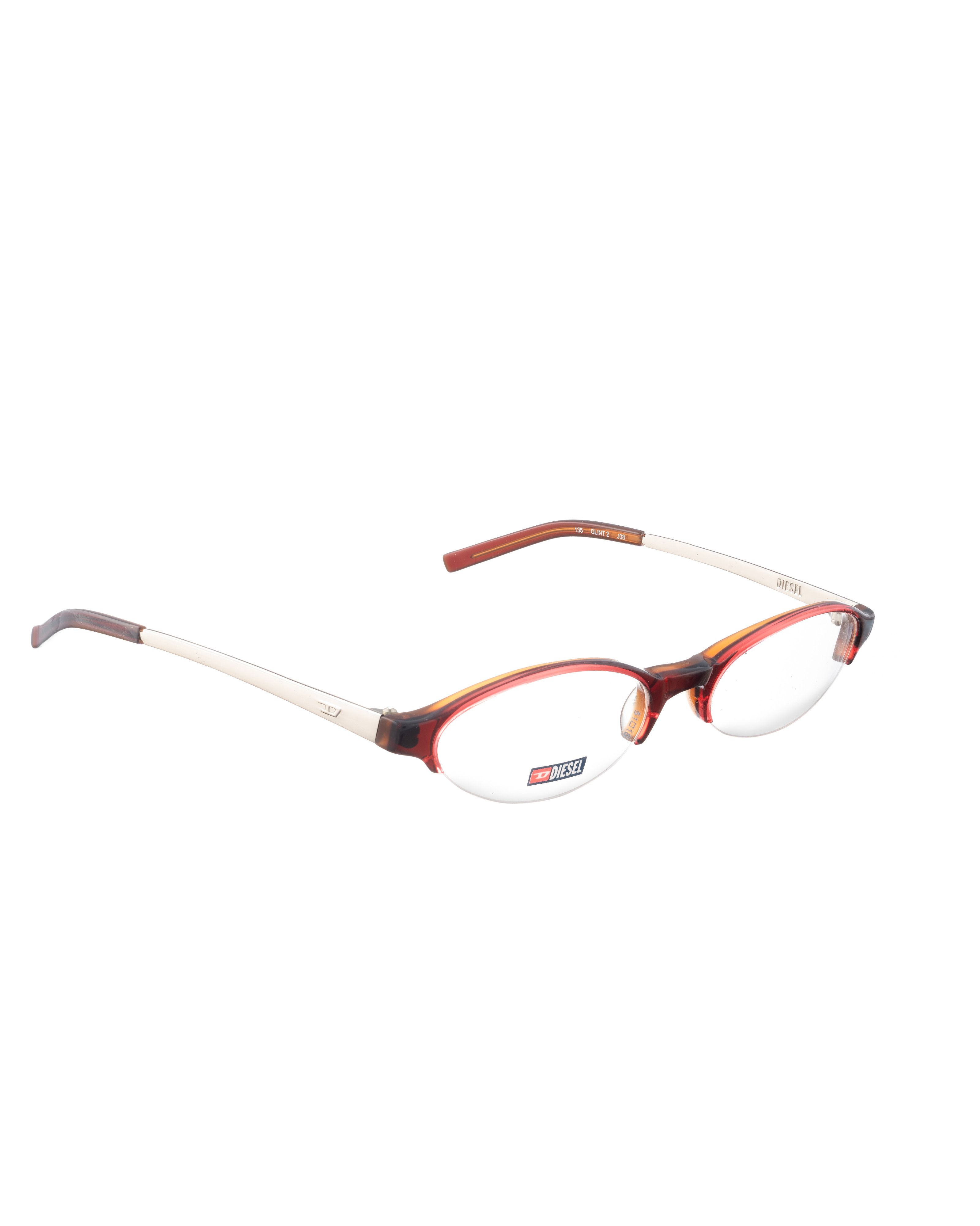 Diesel Diesel 90s Oval Half Rim Burgundy Glasses Size ONE SIZE - 1 Thumbnail