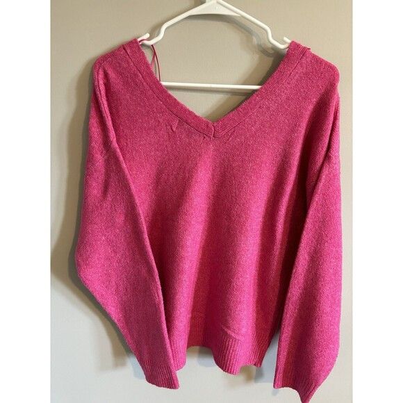 Magaschoni Magaschoni Pink V-Neck Oversize Sweater - S/P Size S / US 4 / IT 40 - 1 Thumbnail