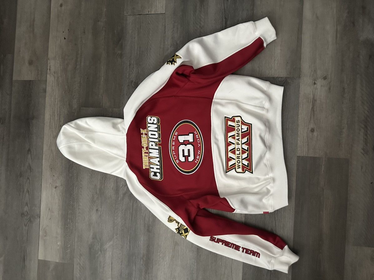 Supreme Supreme Football Zip Up Hooded Sweatshirt White Size Medium Size US M / EU 48-50 / 2 - 1 Thumbnail