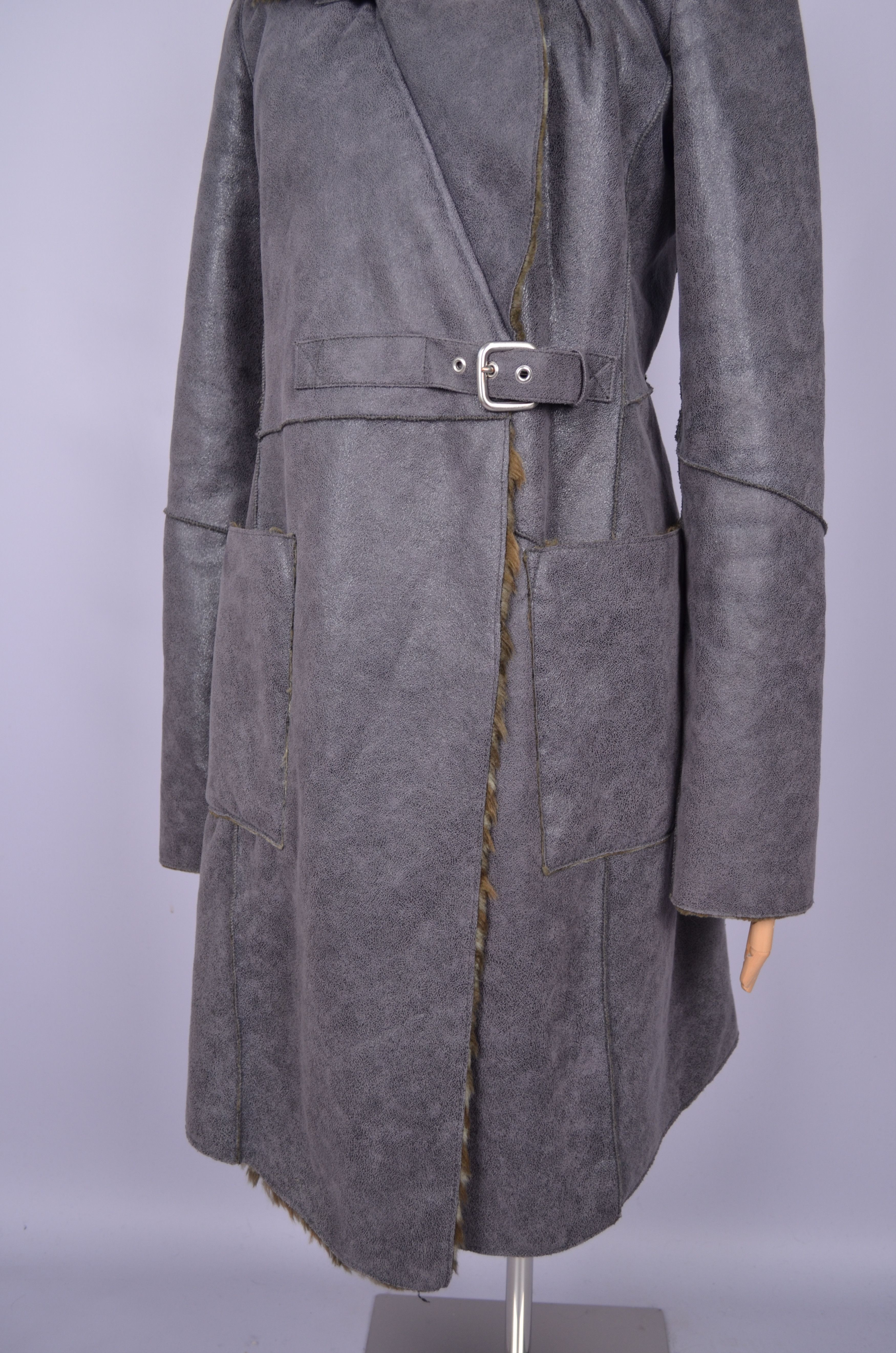 Armani × Designer Armani Jeans Faux Fur Grey Sheepskin Coat Jacket US8 Vintage Size M / US 6-8 / IT 42-44 - 5 Thumbnail
