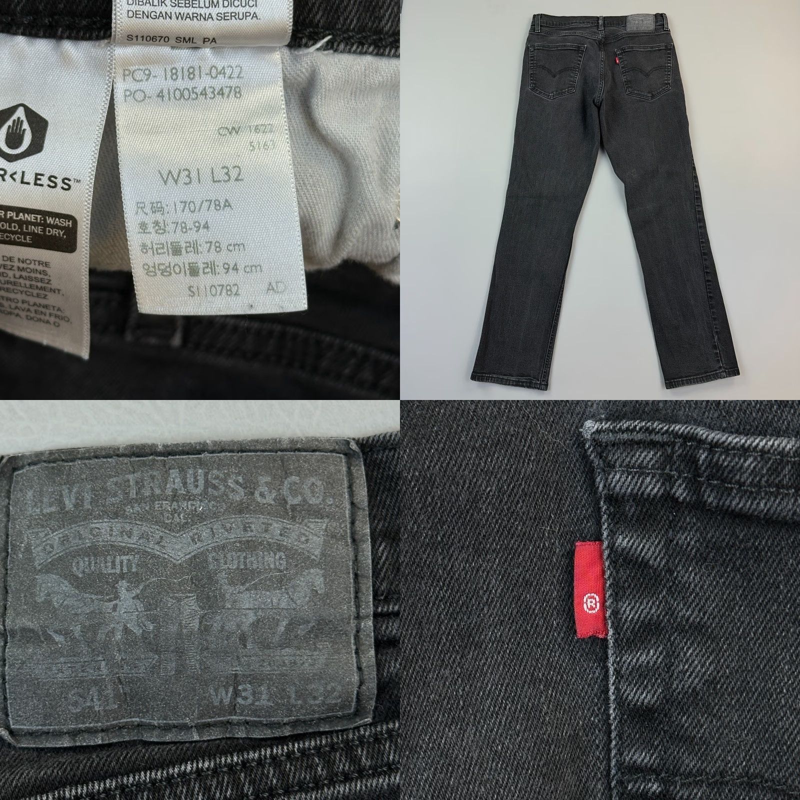 Levi's VINTAGE Levi's 541 Jeans Mens 31x32 Black Denim Athletic Taper Stretch Casual US 90s Mens Jeans Size US 31 - 8 Thumbnail