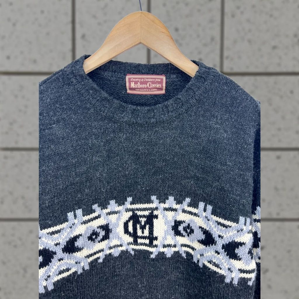 Marlboro Marlboro Classics Sweater Men L Gray Wool Aztec Geometric Knits 90s Pullover Winter Casual Vintage No Size US L / EU 52-54 / 3 - 1 Thumbnail