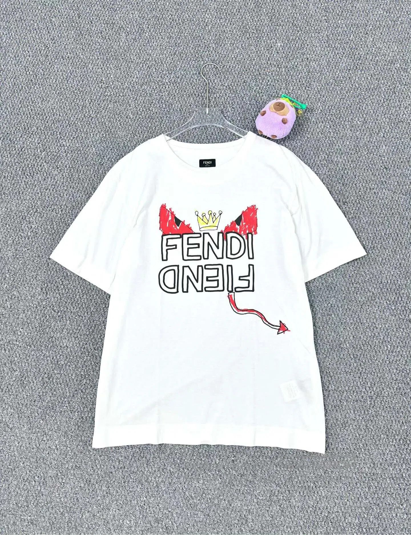 Fendi FENDI White Little Devil Print Short Sleeve| Size US L / EU 52-54 / 3 - 1 Thumbnail