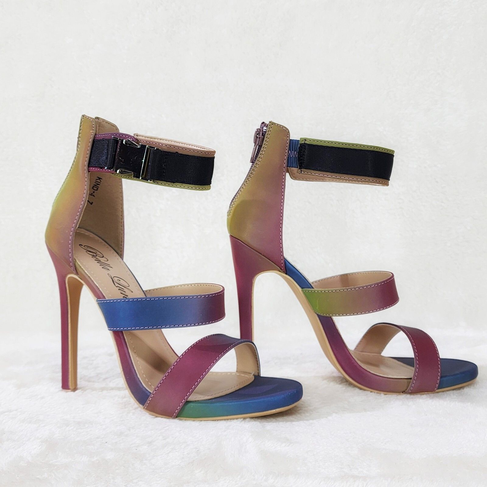 Other Festive Colorful Reflective Triple Strap Mini Platform High Size US 8 / IT 38 - 4 Thumbnail