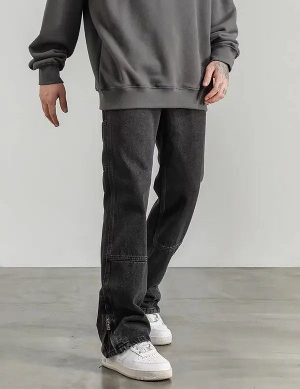 Japanese Brand VIBE High street washed vintage zipper slit patchwork jeans Size US 30 / EU 46 - 7 Thumbnail
