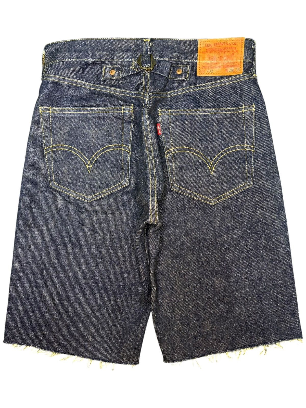 Levi's Vintage 90s Levis 702 Big E Selvedge Buckle Back Jean Shorts Size US 28 / EU 44 - 2 Thumbnail